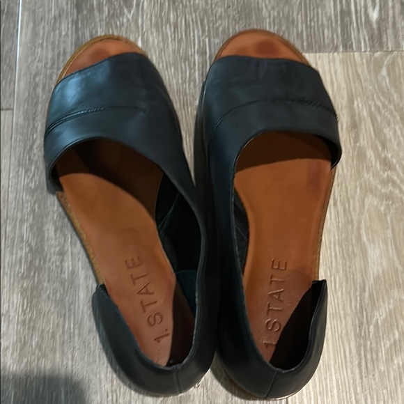 1. State Black Open-Toe Leather Flats - Picture 3 of 6